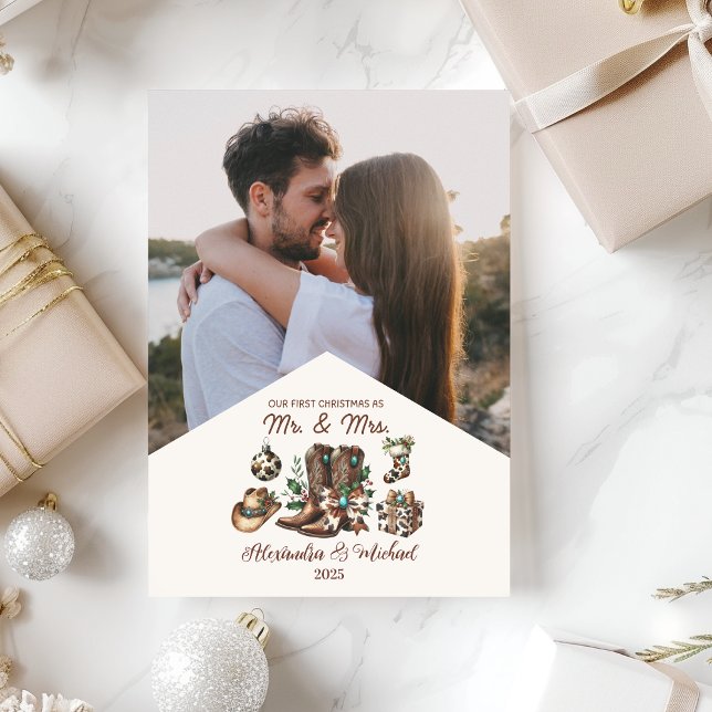 Western First Christmas As Mrs and Mr  Photo  Holiday Card (Creator Uploaded)