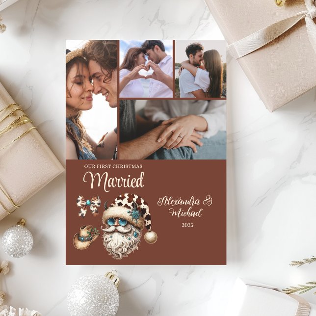Western First Christmas Married 5 Photo  Holiday Card (Creator Uploaded)