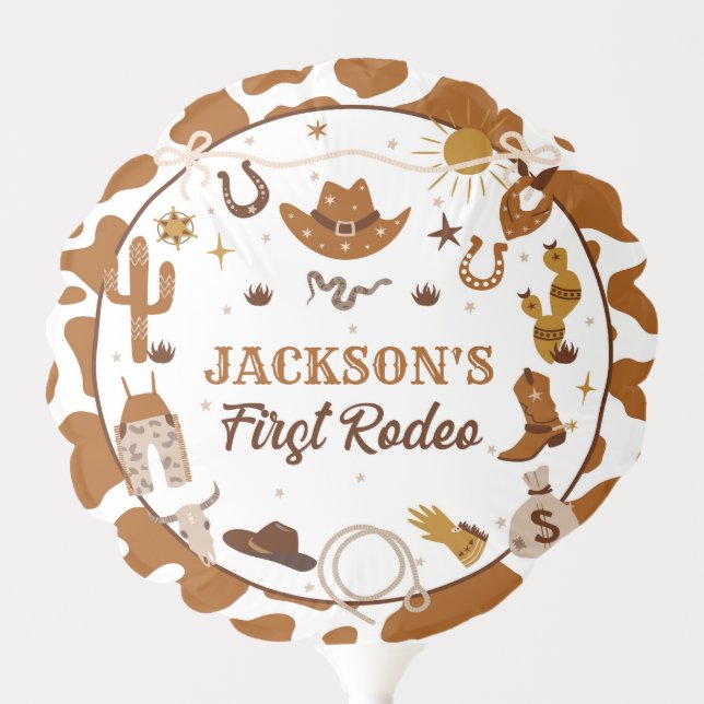 Western First Rodeo 1st Birthday  Balloon (Front)