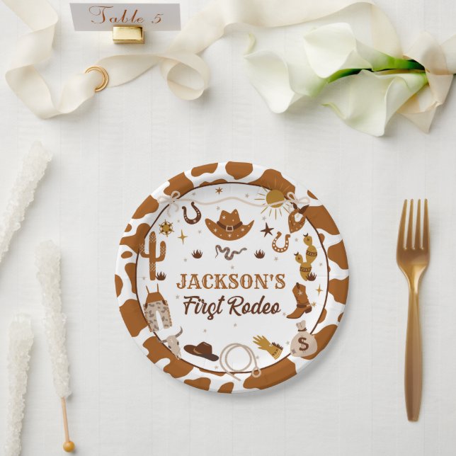 Western First Rodeo 1st Birthday  Paper Plates (Wedding)