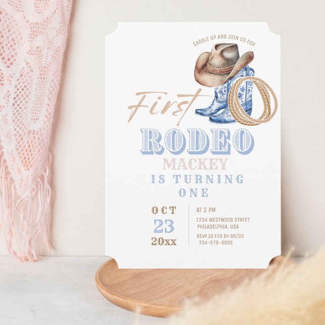 Western First Rodeo Birthday Cowboy Party Boy  Invitation (Creator Uploaded)