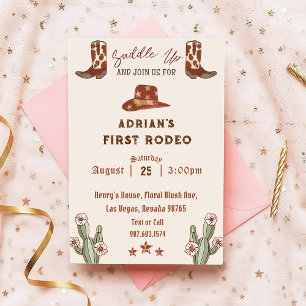 Western First Rodeo Birthday Invitation