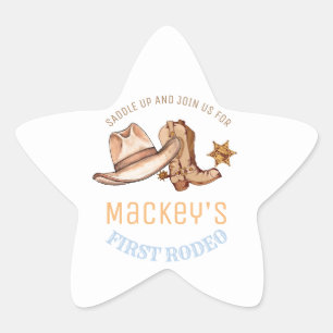 Western First Rodeo Birthday Party Boy Star Sticker