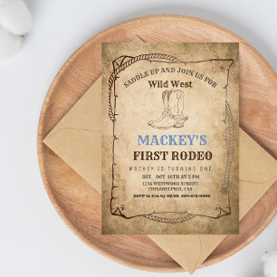 Western First Rodeo Birthday Party Invitation