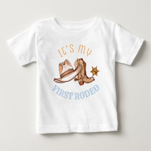 Western First Rodeo Birthday Party Paper Plate Baby T_Shirt