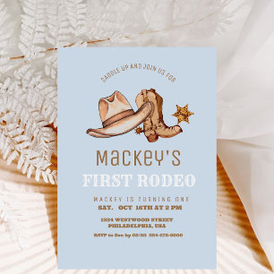 Western First Rodeo Cowboy Birthday  Invitation