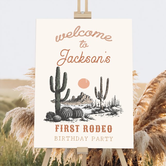 Western First Rodeo Cowboy Birthday Welcome Sign (Creator Uploaded)