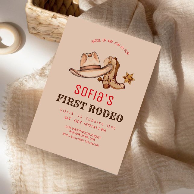 Western First Rodeo Cowgirl Birthday Party Invitation (Creator Uploaded)