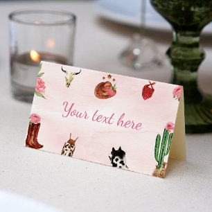 Western First Rodeo Cowgirl Birthday Place Card
