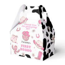 Western First Rodeo Cowgirl pink Birthday party Favor Boxes