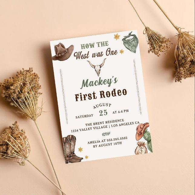 Western First Rodeo Rustic 1st Birthday Party  Invitation (Creator Uploaded)