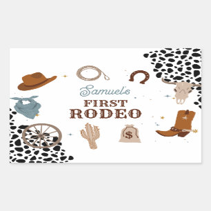 Western First Rodeo Wild West Boy First Birthday Rectangular Sticker