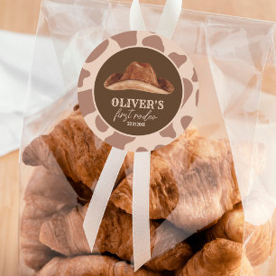 Western First Rodeo Wild West Cowboy 1st Birthday Classic Round Sticker