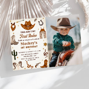 Western First Rodeo Wild West Cowboy Birthday Invitation