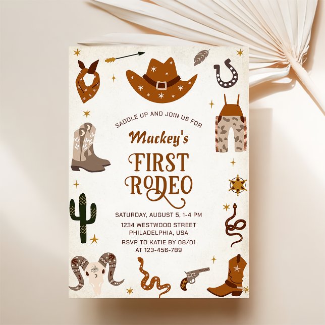 Western First Rodeo Wild West Cowboy Birthday Invitation (Creator Uploaded)