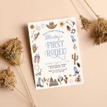 Western First Rodeo Wild West Cowboy Blue Birthday Invitation<br><div class="desc">Western First Rodeo Wild West Cowboy Blue Birthday Invitation</div>