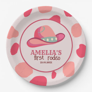 Western First Rodeo Wild West Cowgirl 1st Birthday Paper Plates