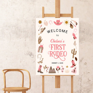 Western First Rodeo Wild West Cowgirl PinkBirthday Foam Board