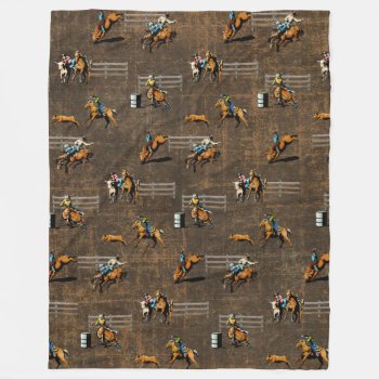 Western Fleece Blanket Rodeo Events On Brown by RODEODAYS at Zazzle