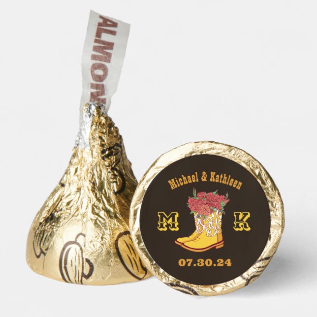 Western Floral Cowboy Boot Monogram Rustic Wedding Hershey®'s Kisses® (Front)