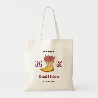 Western Floral Cowboy Boot Monogram Rustic Wedding