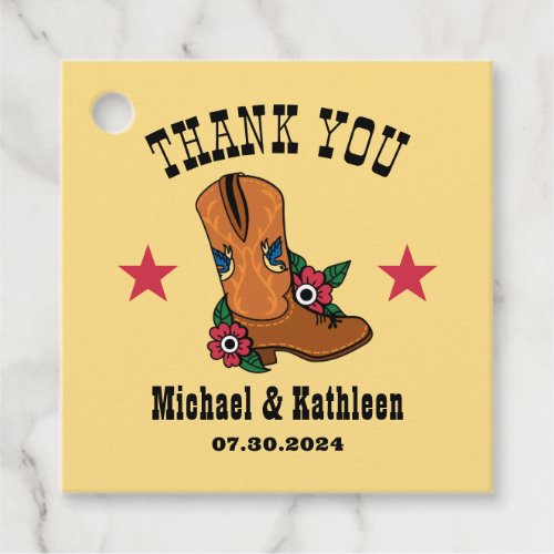 Western Floral Cowboy Boot Rustic Country Wedding Favor Tags