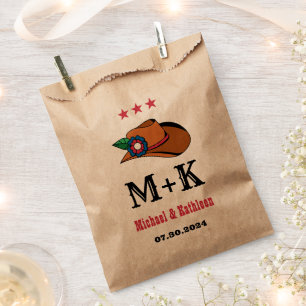 Western Floral Cowboy Hat Rustic Country Wedding Favor Bag