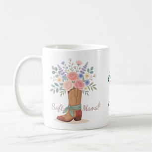 Western Floral Cowgirl Boot Personalized Mom Coffe Coffee Mug