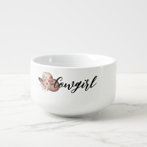 Western Floral Cowgirl Hat Soup Mug