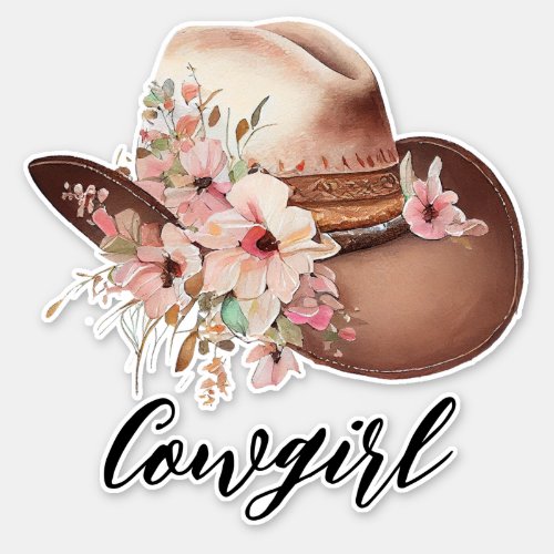 Western Floral Cowgirl Hat Sticker
