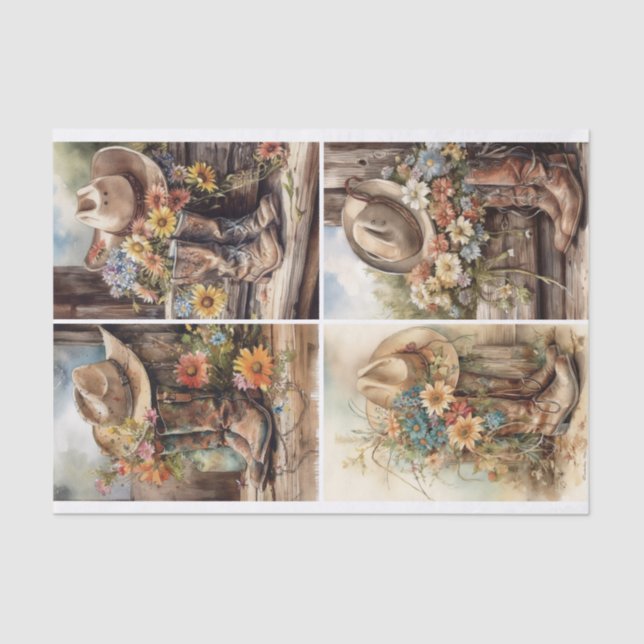 Western Florals  Tissue Paper (Front)