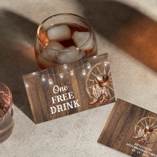 Western Free Drink Birthday Party Card Ticket