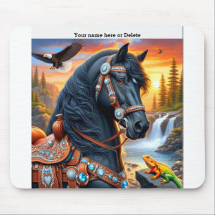 Western Friesian Horse Mouse Pad