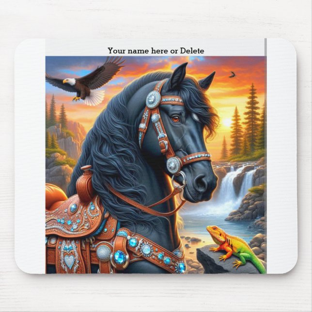Western Friesian Horse Mouse Pad (Front)