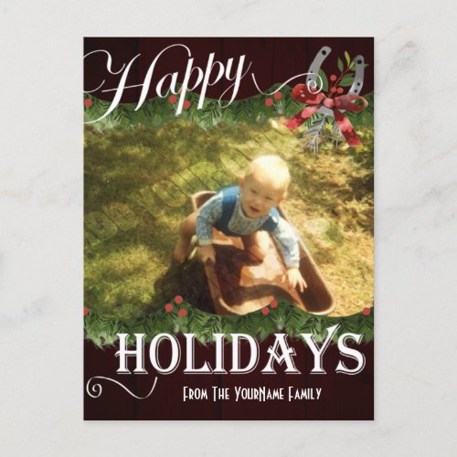 Western Garland Photo Personalized Holiday Card