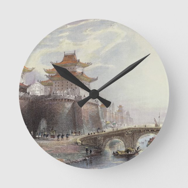 Western Gate of Peking, c.1850 (colour litho) Round Clock (Front)