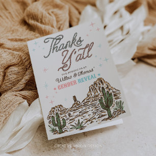 Western Gender Reveal Cowboy or Cowgirl Letterpress Thank You Card