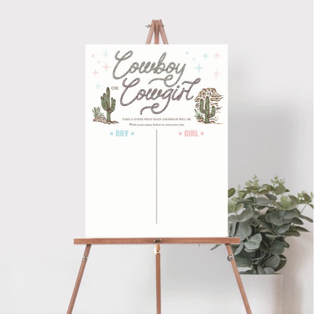 Western Gender Reveal Shower Cowboy Cowgirl Voting Foam Board (Creator Uploaded)