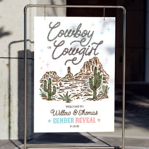 Western Gender Reveal Shower Cowboy or Cowgirl Foam Board