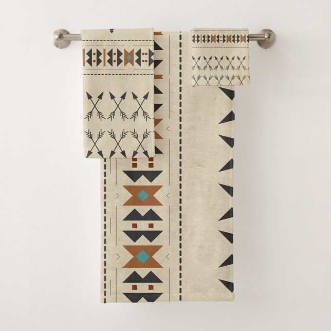 Western Geo Tribal Bath Towel Set (Insitu)