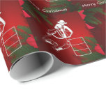 Western Gift Wrap Paper Christmas Barrel Racing<br><div class="desc">Barrel Racer on red background</div>