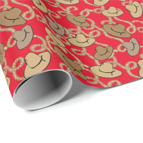 Western Gift Wrapping Cowboy Hats And Ropes Wrapping Paper