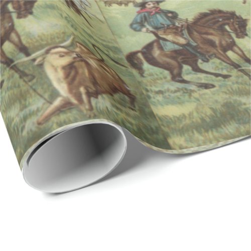 Western Gift Wrapping Paper Cowboy Roping A Steer