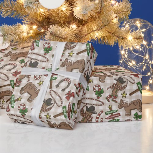 Western Gingerbread Cookies Wrapping Paper