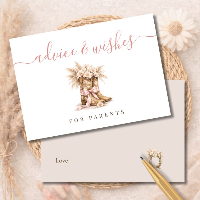 Western Girl Baby Shower Advice Wishes for Parents Thank You Card (Creator Uploaded)