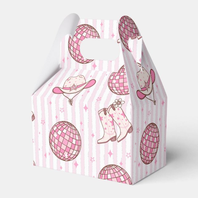 Western girl Cowboy Disco pink Favor Boxes (Front Side)