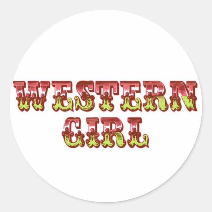 Western Girl Cowgirl Pink & Green Wild West Round Sticker