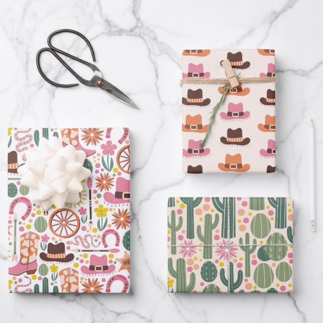 Western Girl Delights Wrapping Paper Sheets (Front)