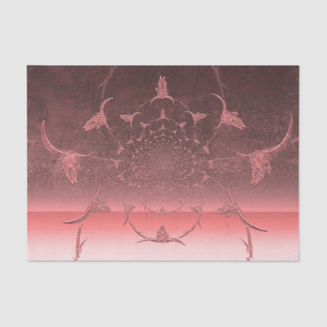 Western Girly Metallic Pink Texture Cow Skull Tissue Paper (Front)