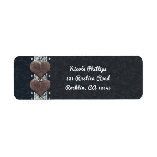 Western Glam Black Leather & Diamonds Invitation Label
